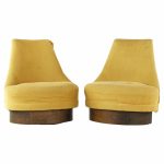 Adrian Pearsall for Craft Associates Mid Century Walnut Swivel Chairs - Pair