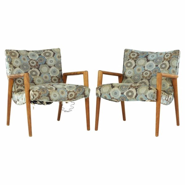 conant ball mid century slouch lounge chairs - pair
