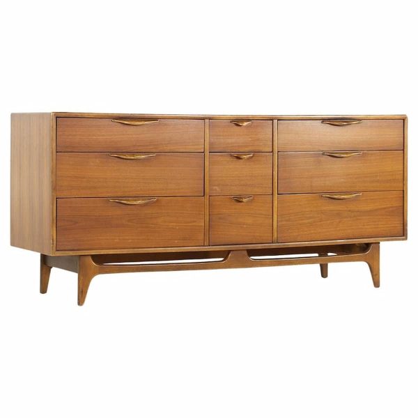 lane perception mid century walnut 9-drawer dresser