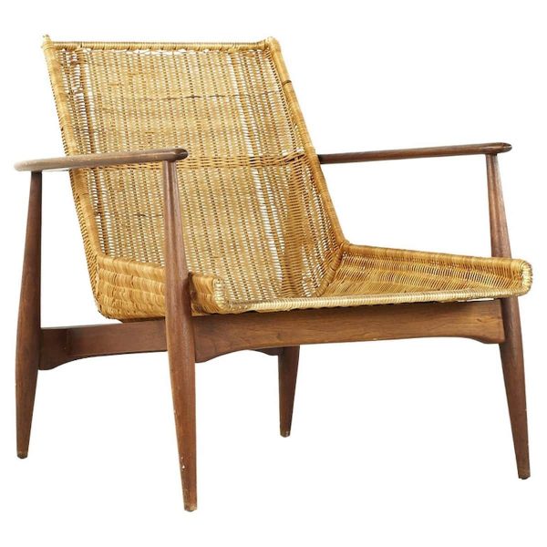 lawrence peabody for richardson nemschoff mid century cane lounge chair