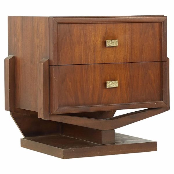 paul evans style mid century canadian brutalist walnut nightstand