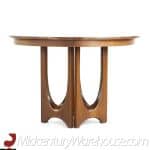 broyhill brasilia mid century walnut pedestal table with 3 leaves