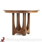 broyhill brasilia mid century walnut pedestal table with 3 leaves