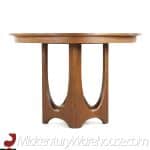 broyhill brasilia mid century walnut pedestal table with 3 leaves