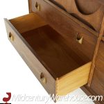 Broyhill Brasilia Mid Century Walnut 6 Drawer Lowboy Dresser