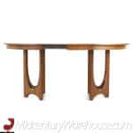 broyhill brasilia mid century walnut pedestal table with 3 leaves