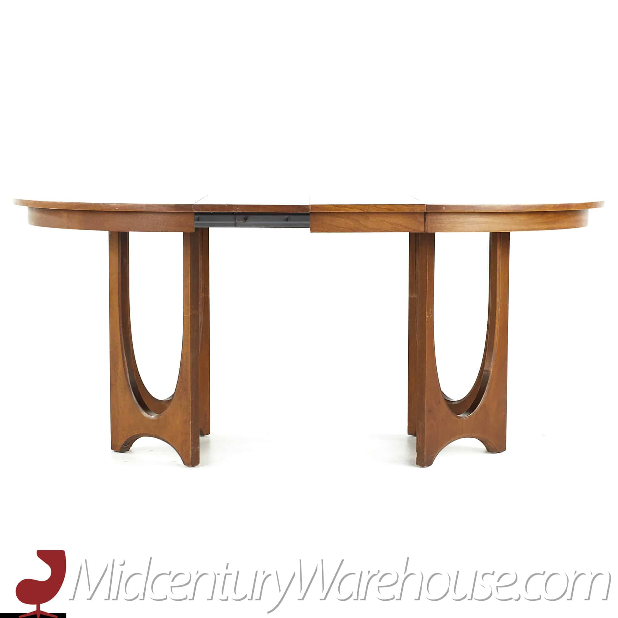 broyhill brasilia mid century walnut pedestal table with 3 leaves