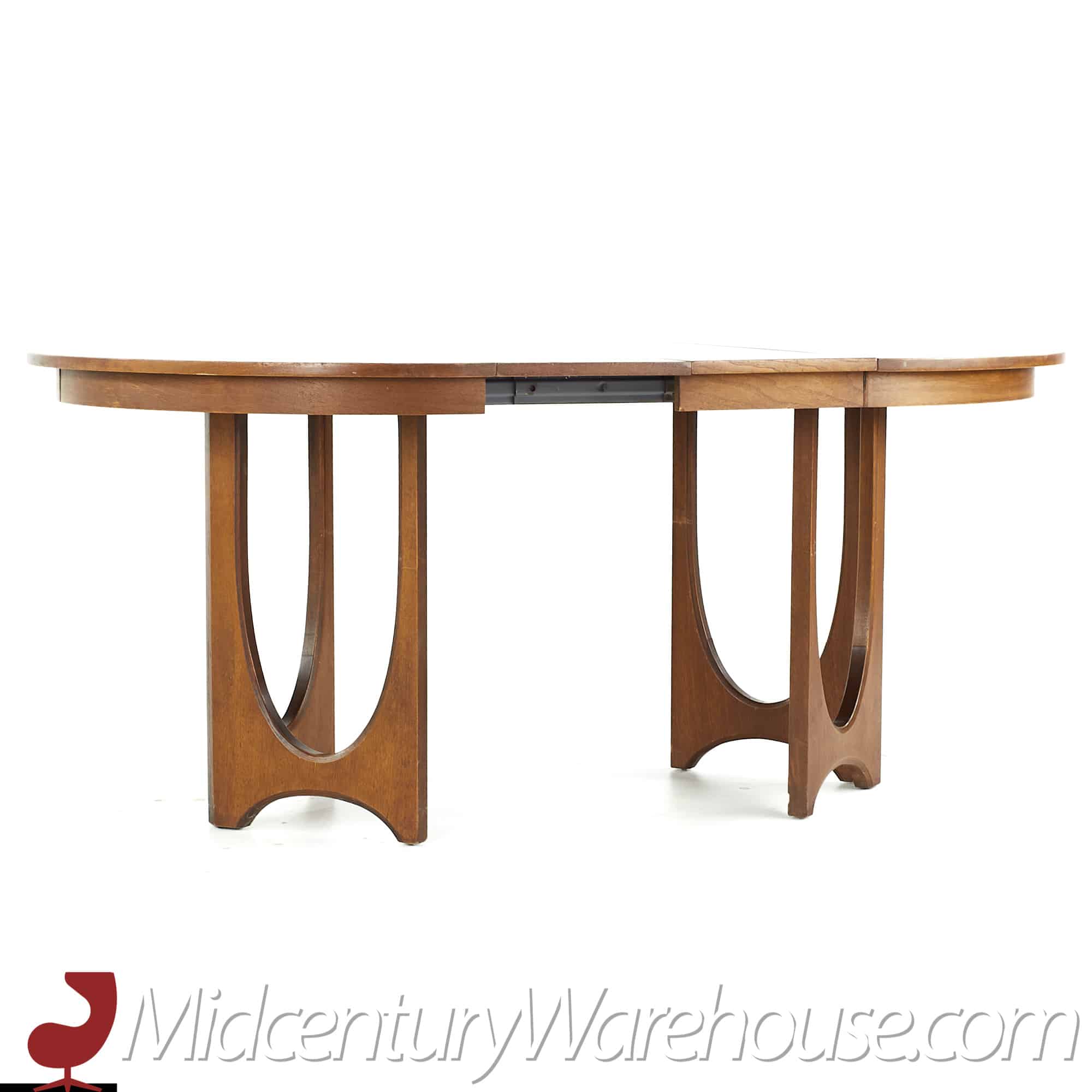 broyhill brasilia mid century walnut pedestal table with 3 leaves