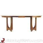 broyhill brasilia mid century walnut pedestal table with 3 leaves