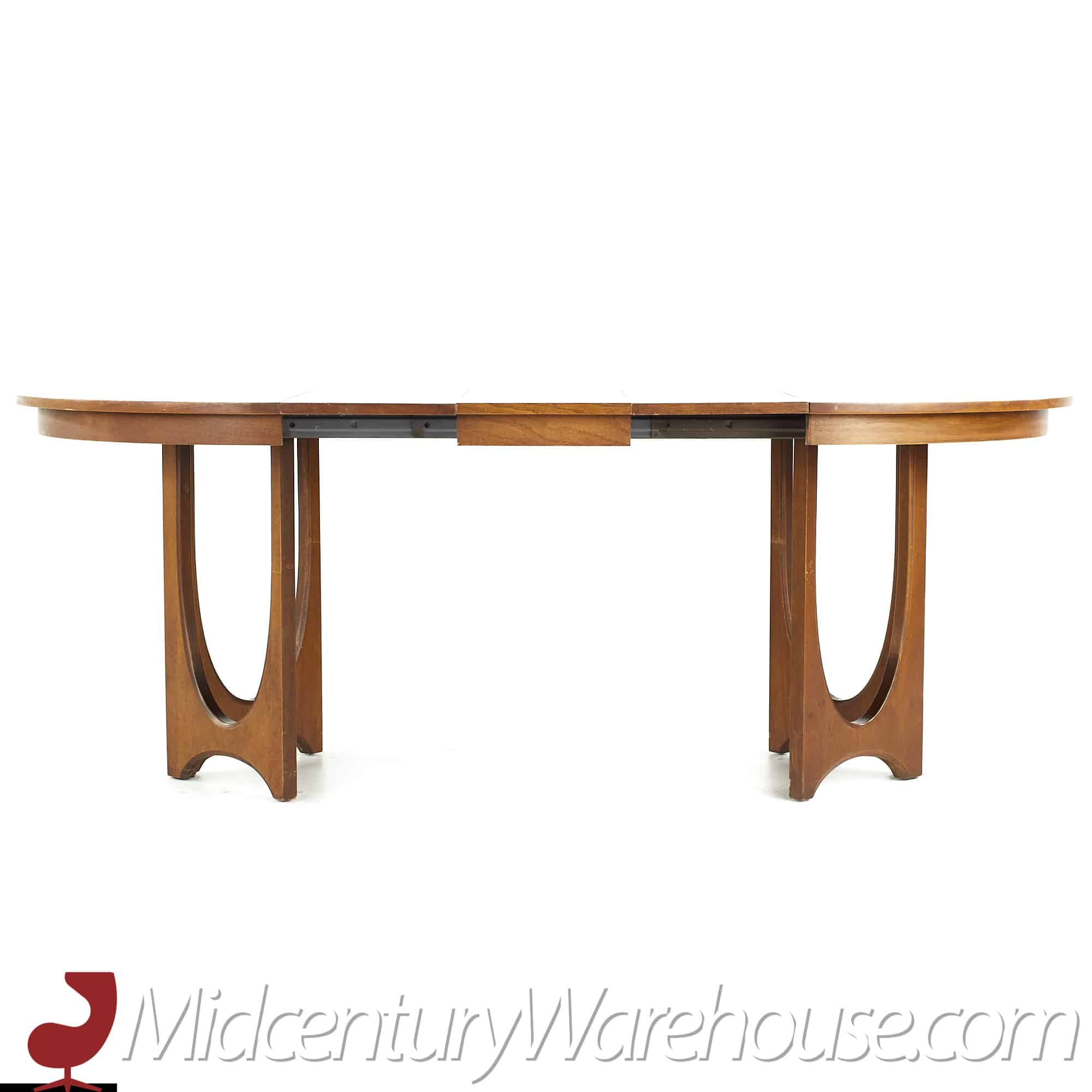 broyhill brasilia mid century walnut pedestal table with 3 leaves