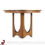 broyhill brasilia mid century walnut pedestal table with 3 leaves