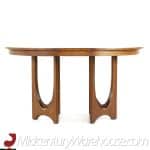 broyhill brasilia mid century walnut pedestal table with 3 leaves