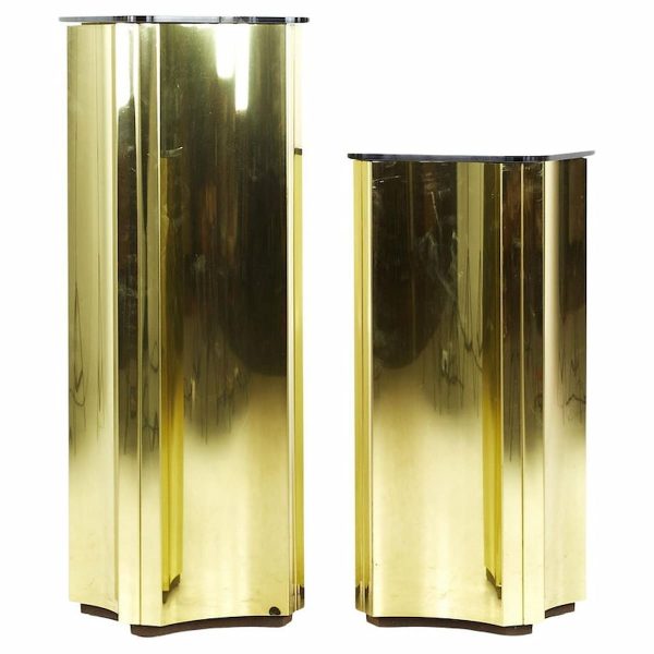 curtis jere mid century brass display pedestals - pair