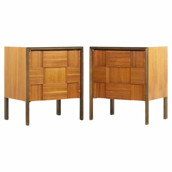 edmond spence mid century swedish walnut nightstands - pair