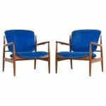 Finn Juhl Mid Century Fj136 Teak Lounge Chairs - Pair