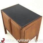 Jack Cartwright for Founders Mid Century Walnut and Slate Top Nightstands - Pair