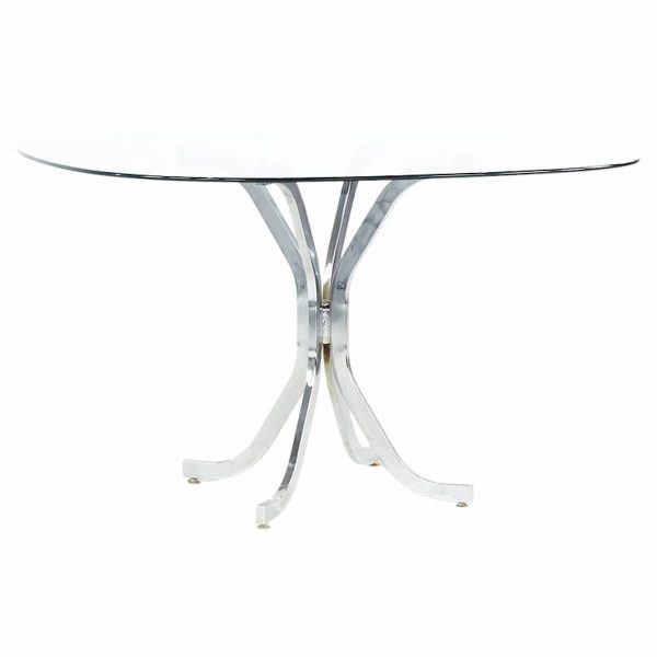 milo baughman style mid century glass and chrome dining room table