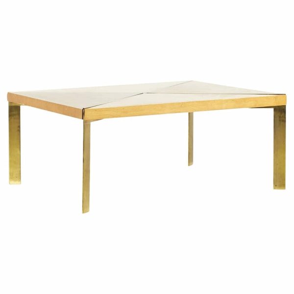 milo baughman for murray mid century brass and maple coffee table