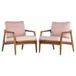 Milo Baughman for Thayer Coggin Mid Century Walnut Lounge Chairs - Pair