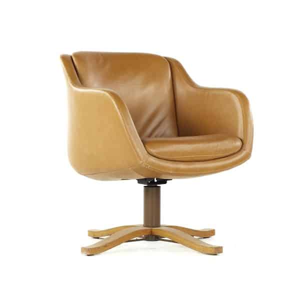 Ward Bennett Style Mid Century Swivel Lounge Chairs - A Pair