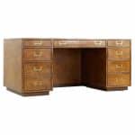Widdicomb Mid Century Burlwood and Brass Executive Desk