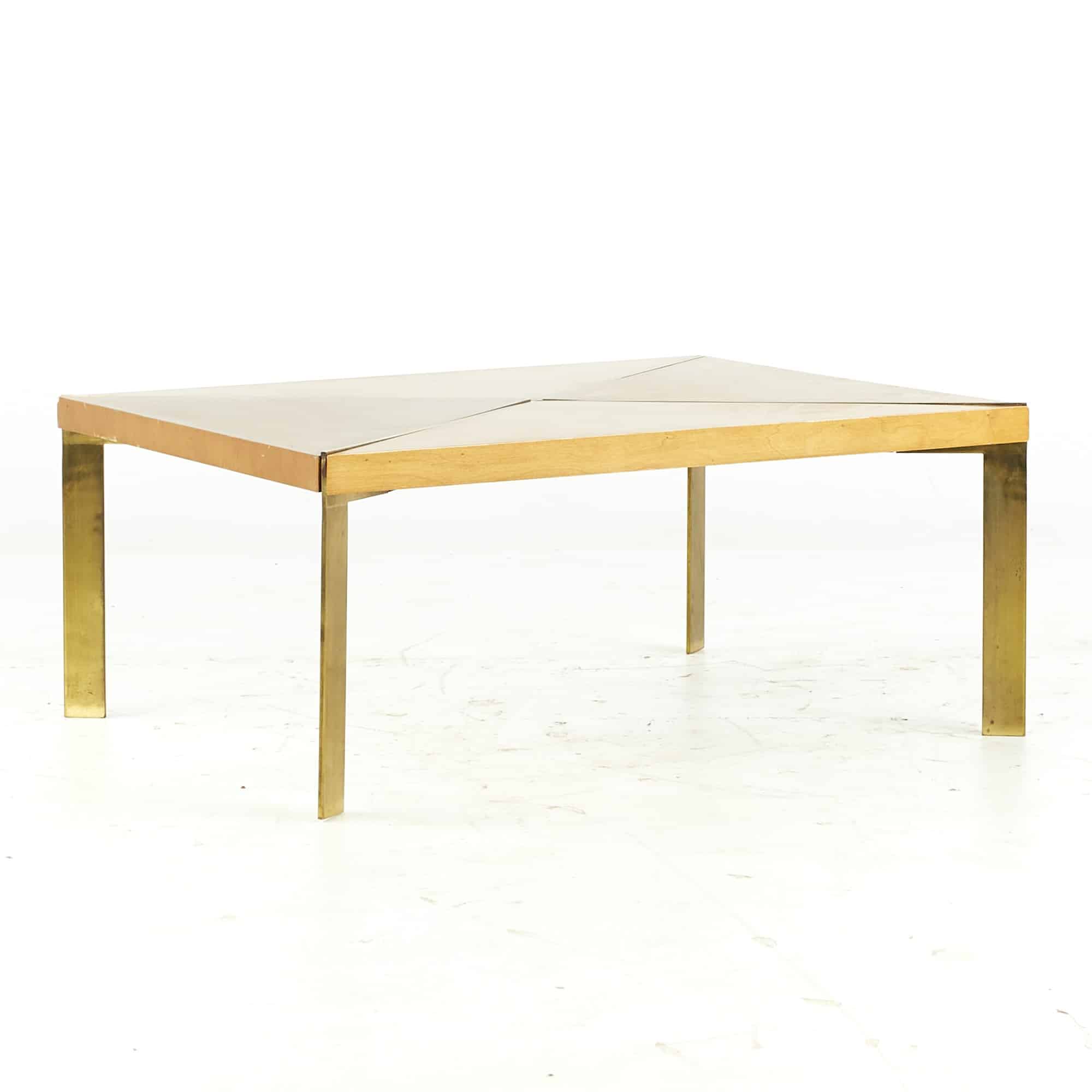 Milo Baughman for Murray Mid Century Brass and Maple Coffee Table, Mid  Century Modern Furniture