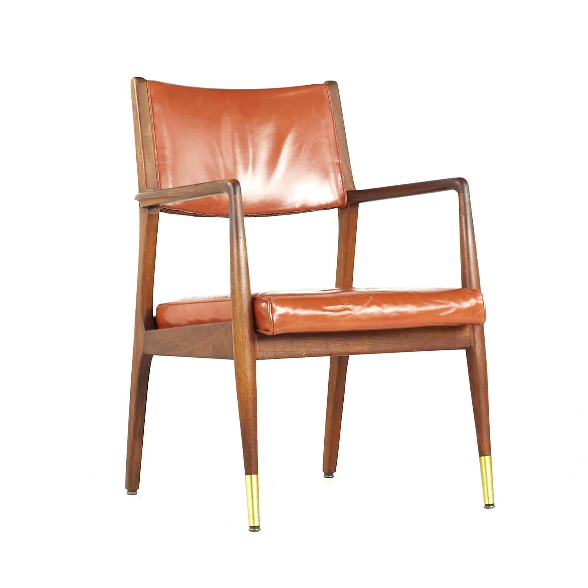 Stow Davis Mid Century Walnut and Brass Lounge Chair