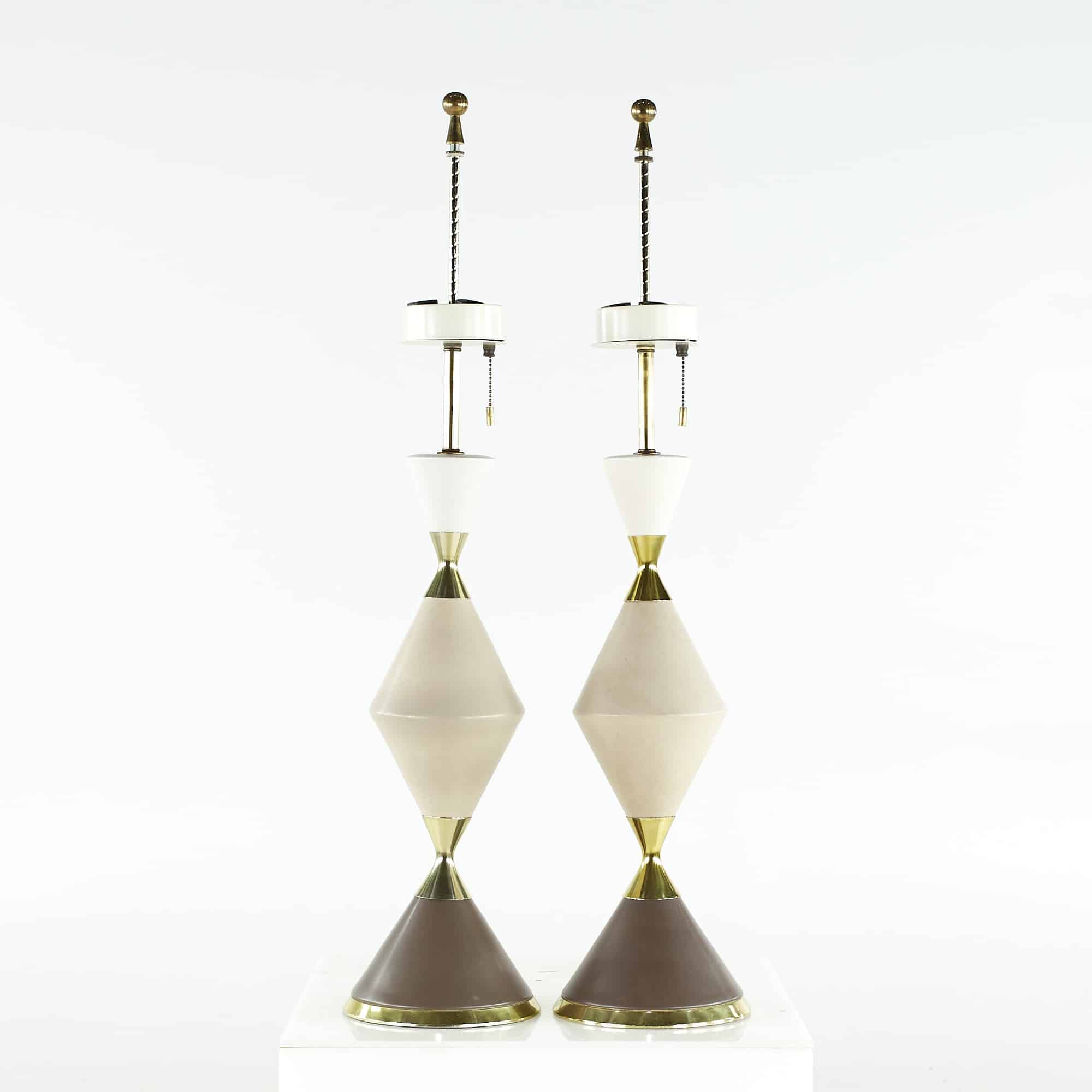 Gerald Thurston Ceramic and Brass Lamps - Pair