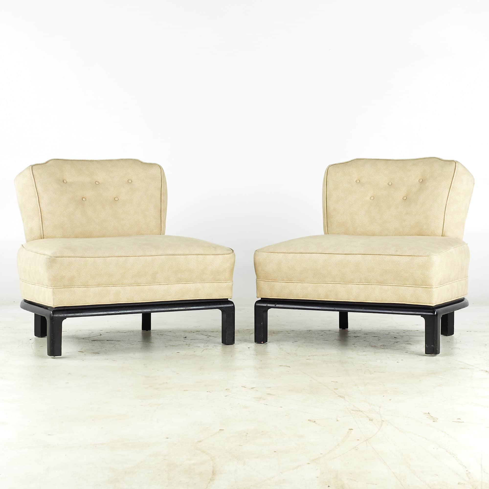 Michael Taylor for Baker Mid Century Slipper Lounge Chairs - Pair
