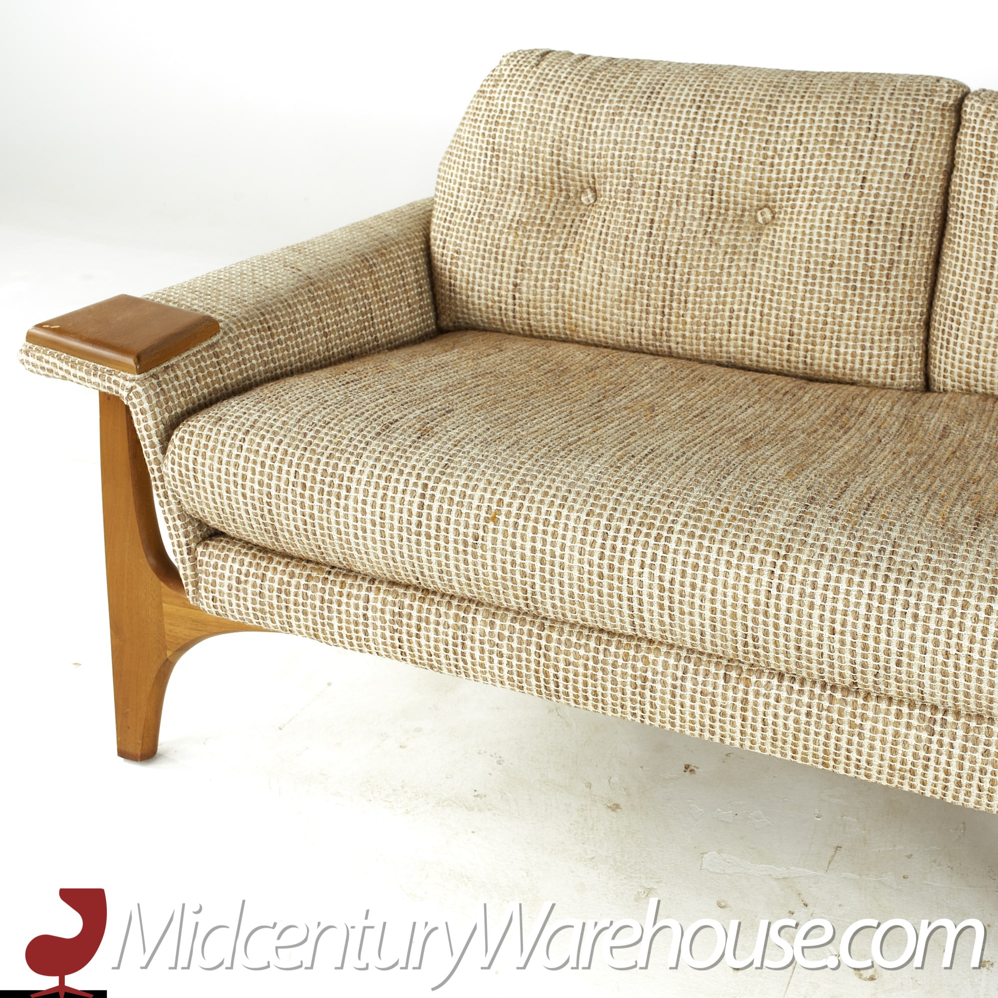 Adrian Pearsall Style Mid Century Walnut Gondola Sofa