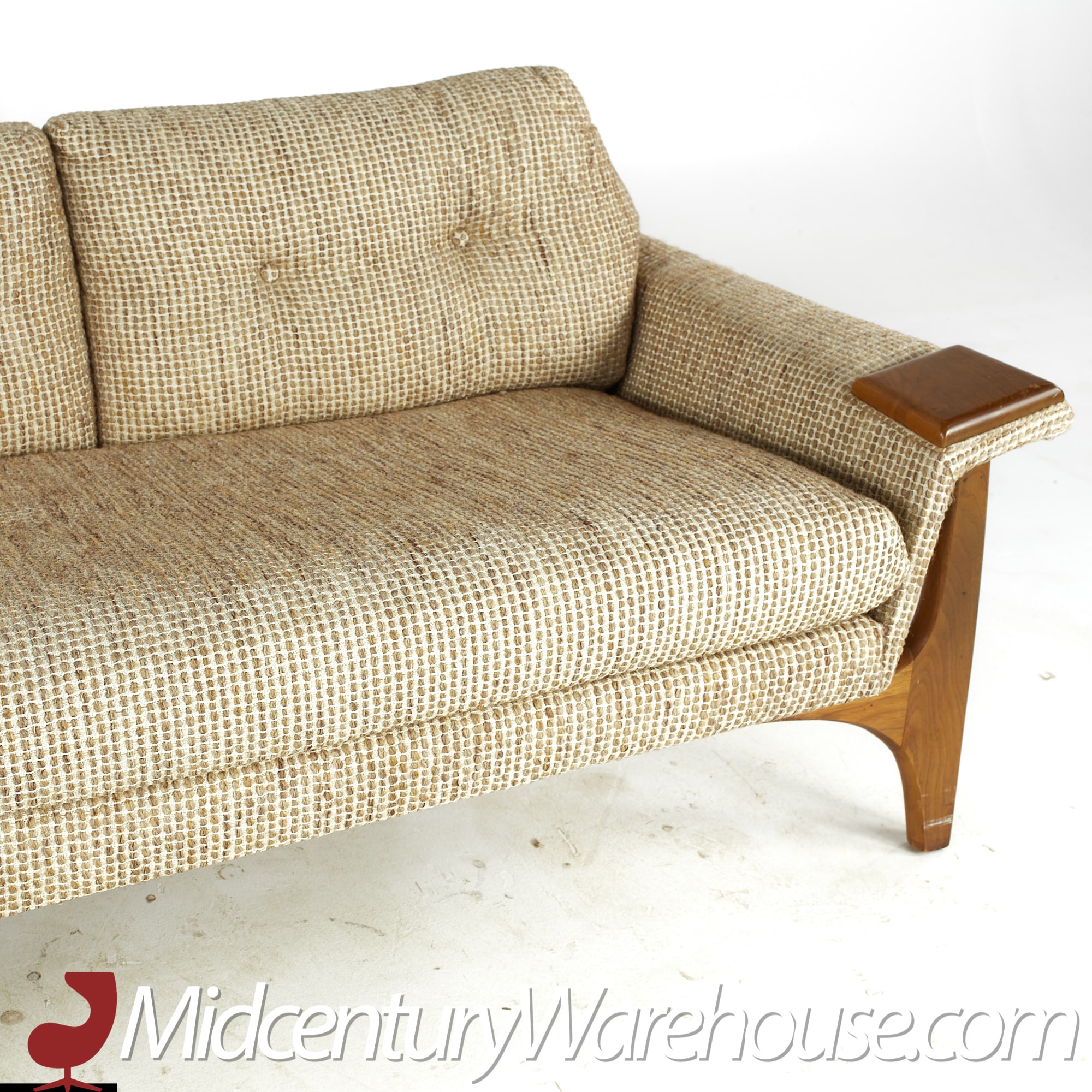 Adrian Pearsall Style Mid Century Walnut Gondola Sofa