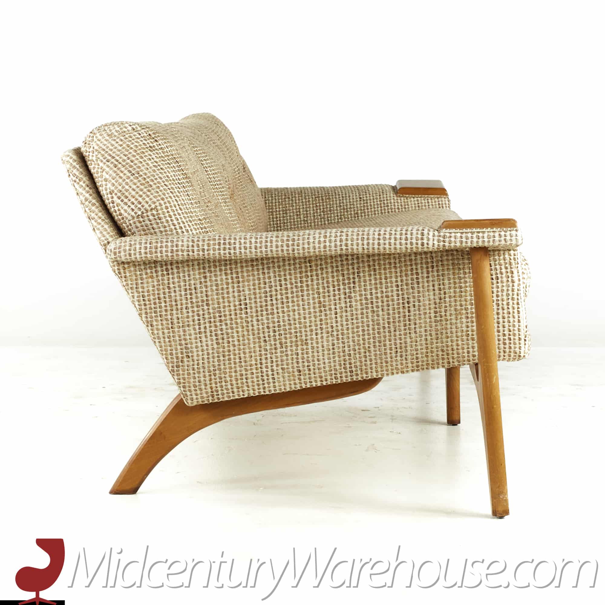 Adrian Pearsall Style Mid Century Walnut Gondola Sofa