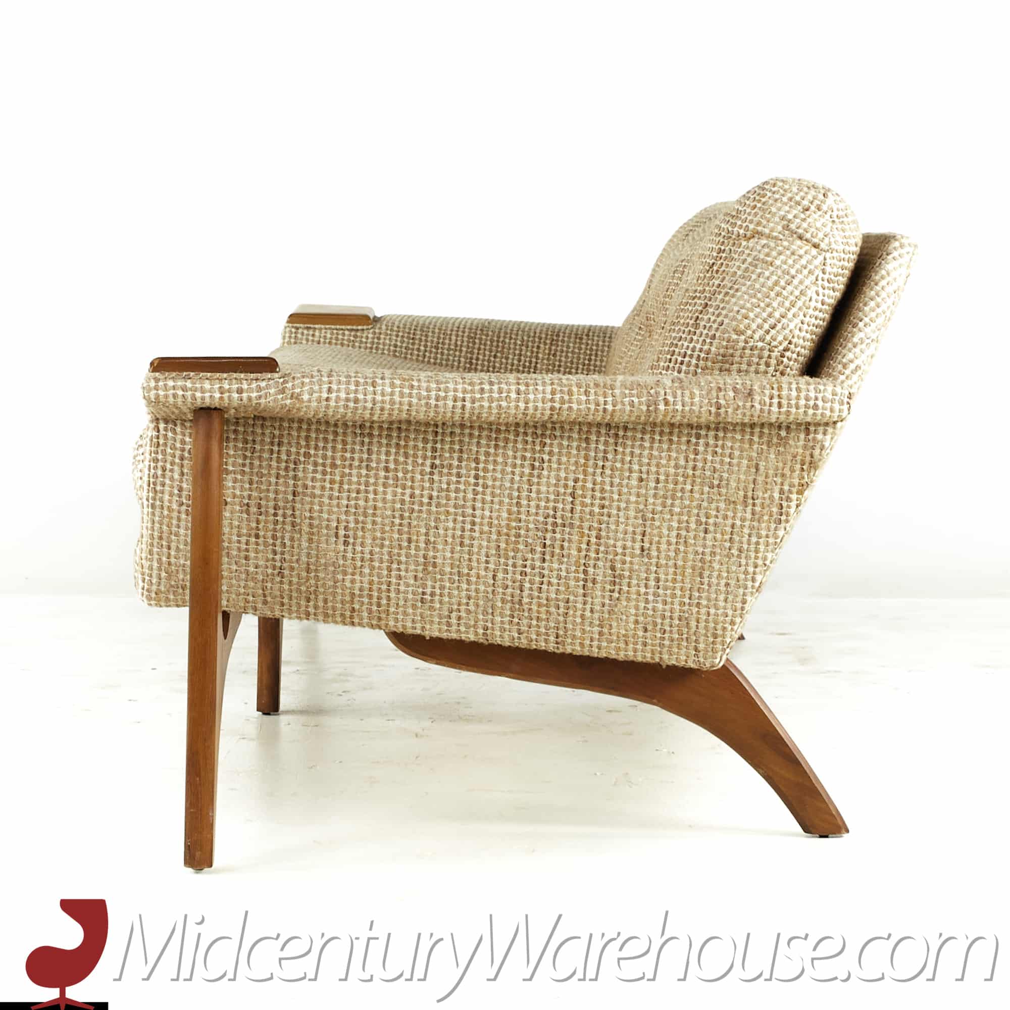 Adrian Pearsall Style Mid Century Walnut Gondola Sofa