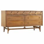 Broyhill Brasilia Mid Century Walnut and Brass 6 Drawer Dresser