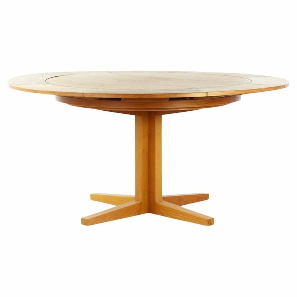 Kurt Ostervig Style Mid Century Teak Hidden Leaf Dining Table Mid