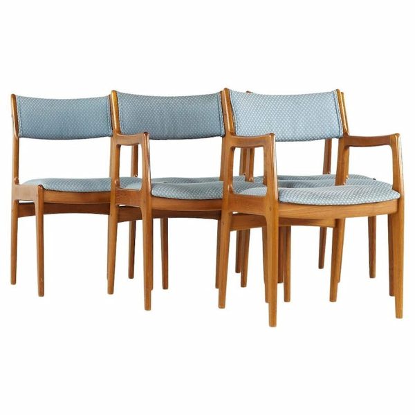 erik buch style d-scan mid century teak dining chairs - set of 6