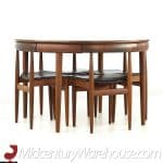 Hans Olsen for Frem Rojle Mid Century Expanding Teak Dining Table with 6 Nesting Chairs | Mid Century Modern Furniture - Mid Century Furniture Chicago Hans Olsen for Frem Rojle Mid Century Expanding Teak Dining Table with 6 Nesting Chairs