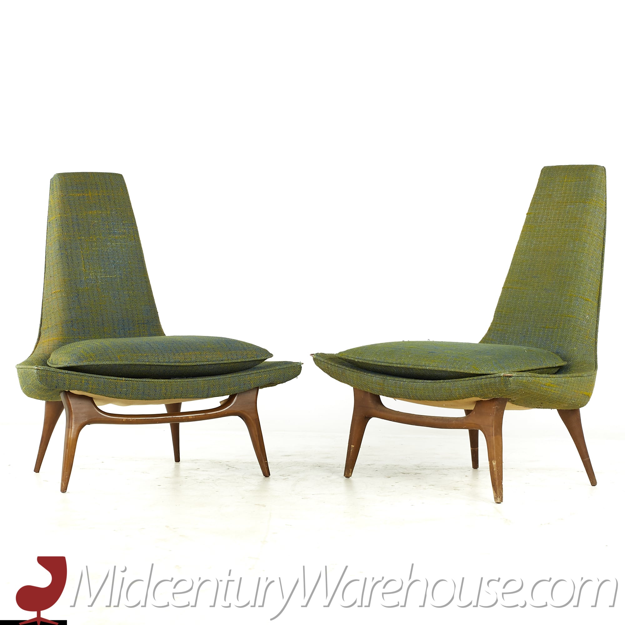 Karpen of California Mid Century Slipper Chair - Pair