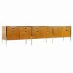 Knoll Style Mid Century Walnut and Chrome Credenza