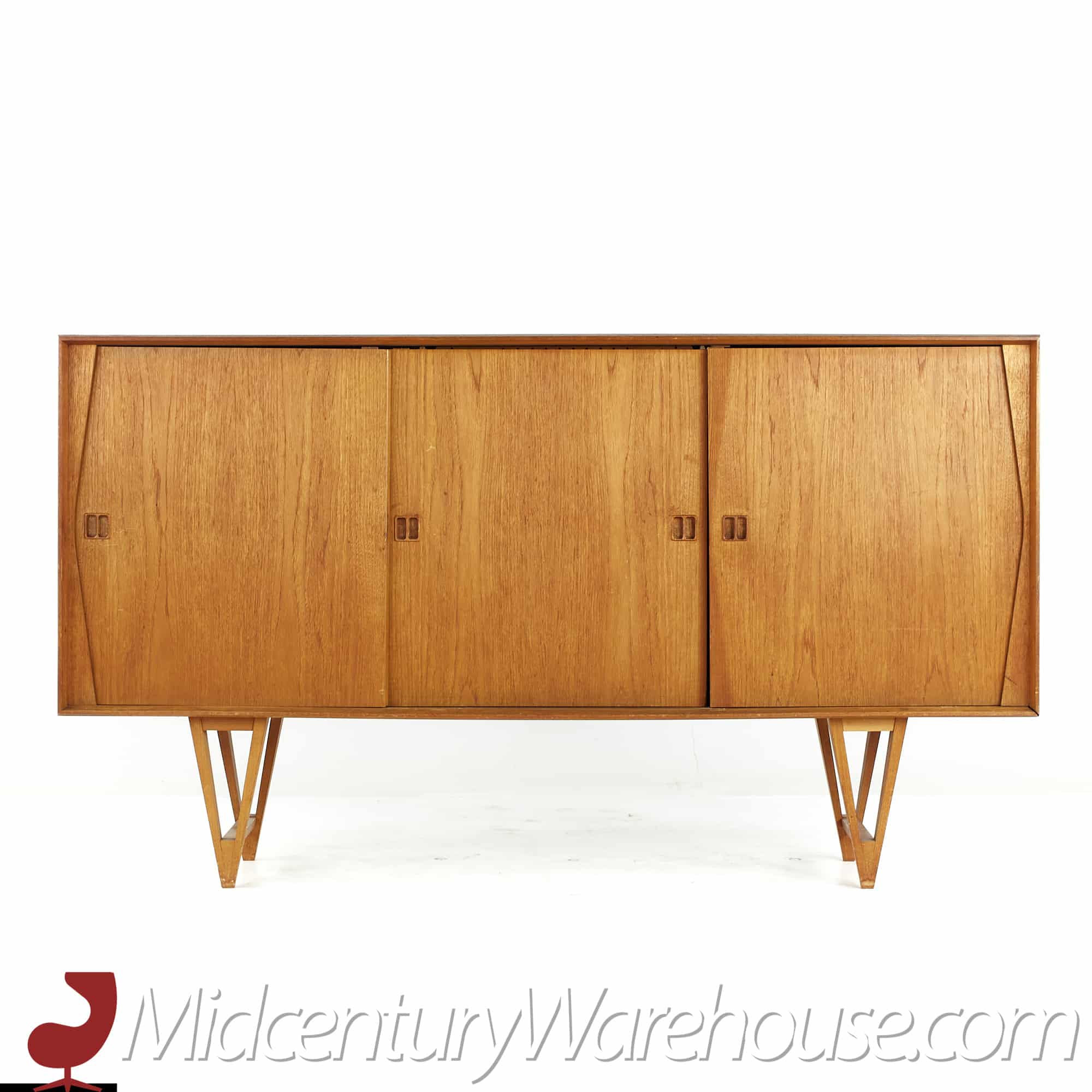 Knoll Style Mid Century Walnut and Chrome Credenza