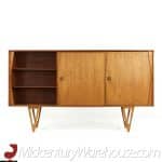 Knoll Style Mid Century Walnut and Chrome Credenza