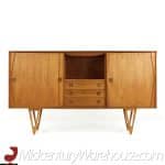 Knoll Style Mid Century Walnut and Chrome Credenza