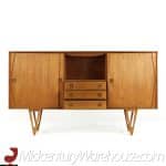 Knoll Style Mid Century Walnut and Chrome Credenza