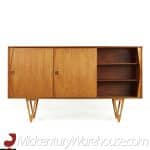Knoll Style Mid Century Walnut and Chrome Credenza