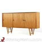 Knoll Style Mid Century Walnut and Chrome Credenza