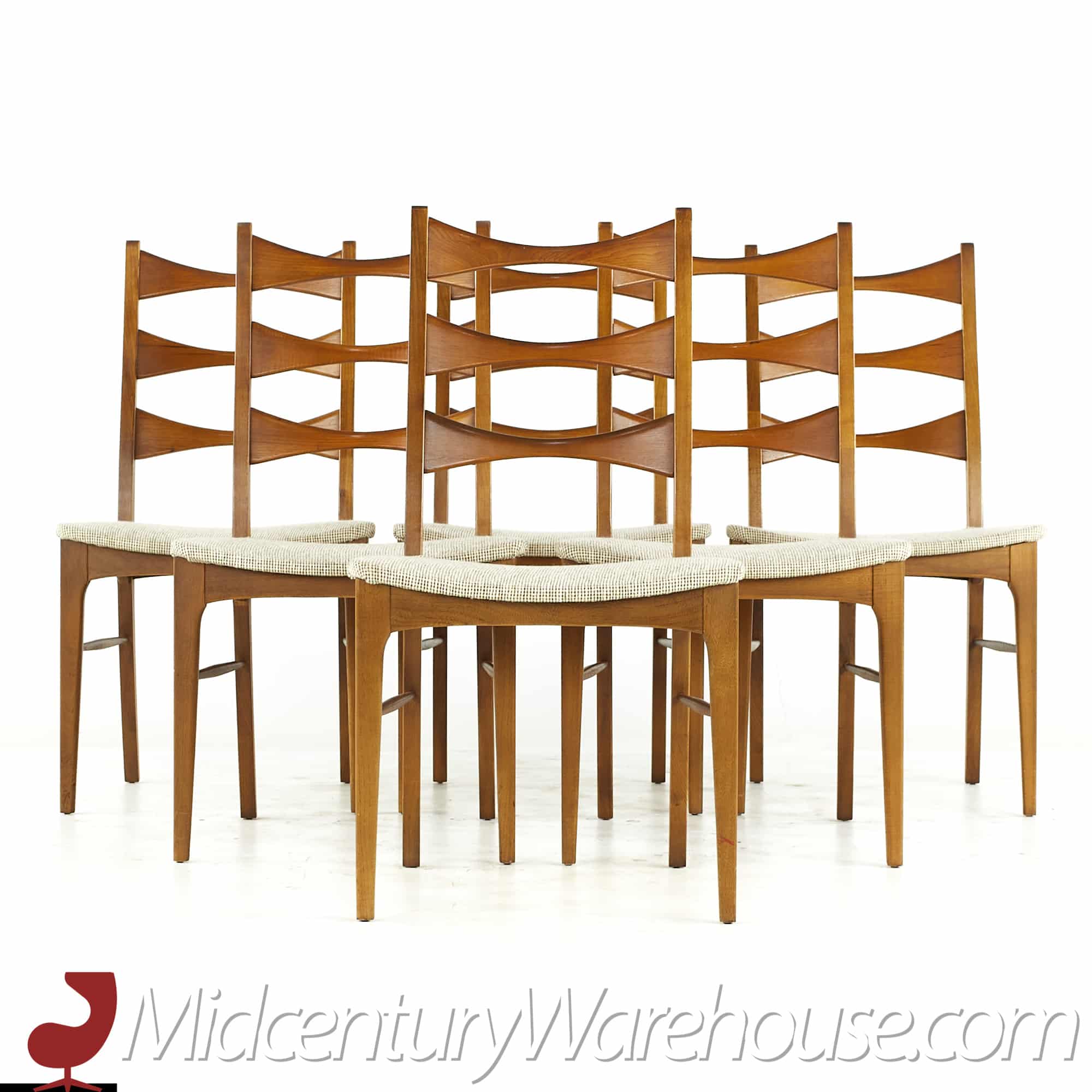 Lane Rhythm Mid Century Walnut Dining Chairs - Set of 6