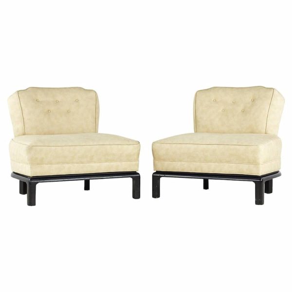 michael taylor for baker mid century slipper lounge chairs - pair