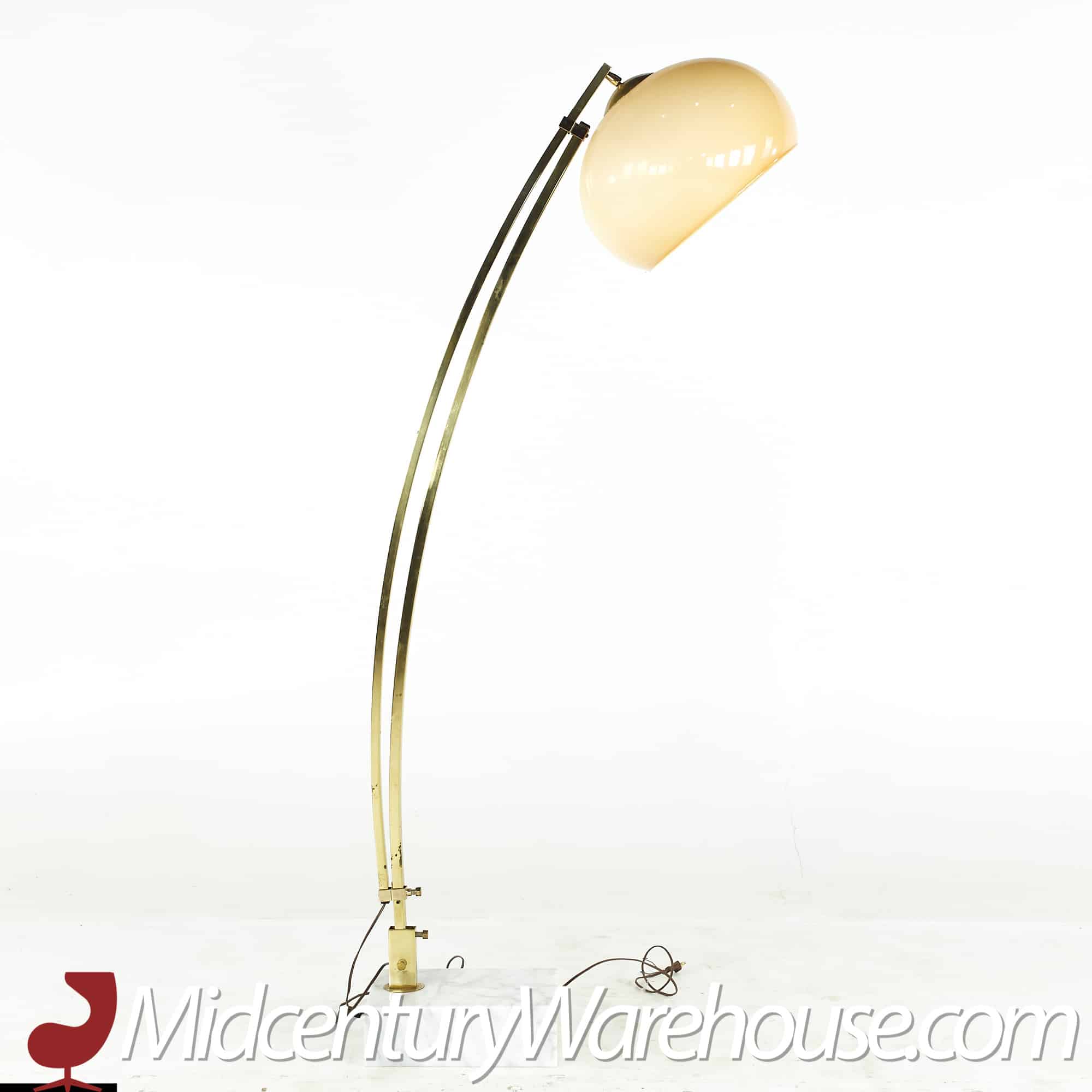 Mid Century Brass and Marble Arc Lamp