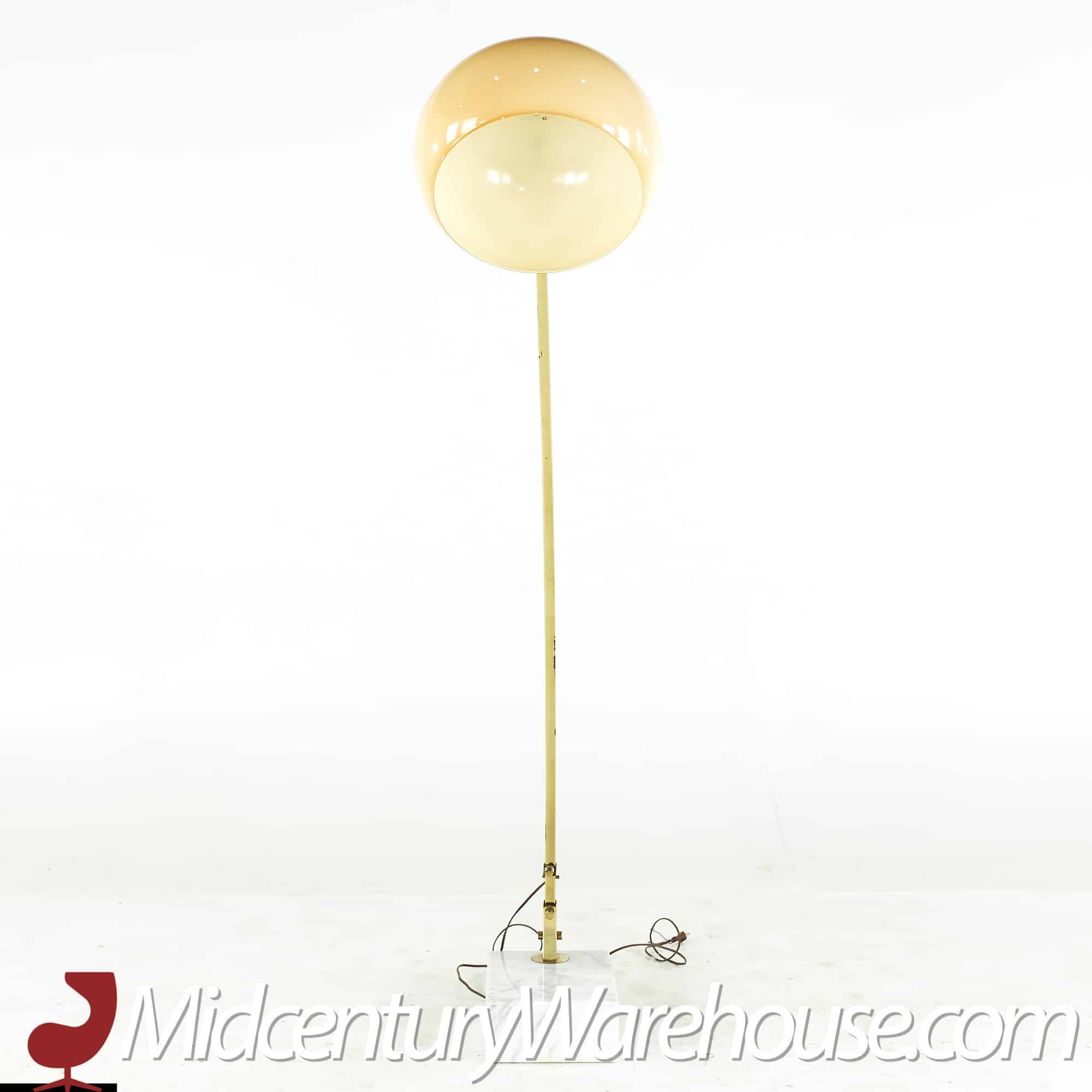 Mid Century Brass and Marble Arc Lamp