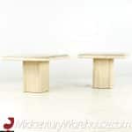 Mid Century Travertine Side Tables - Pair